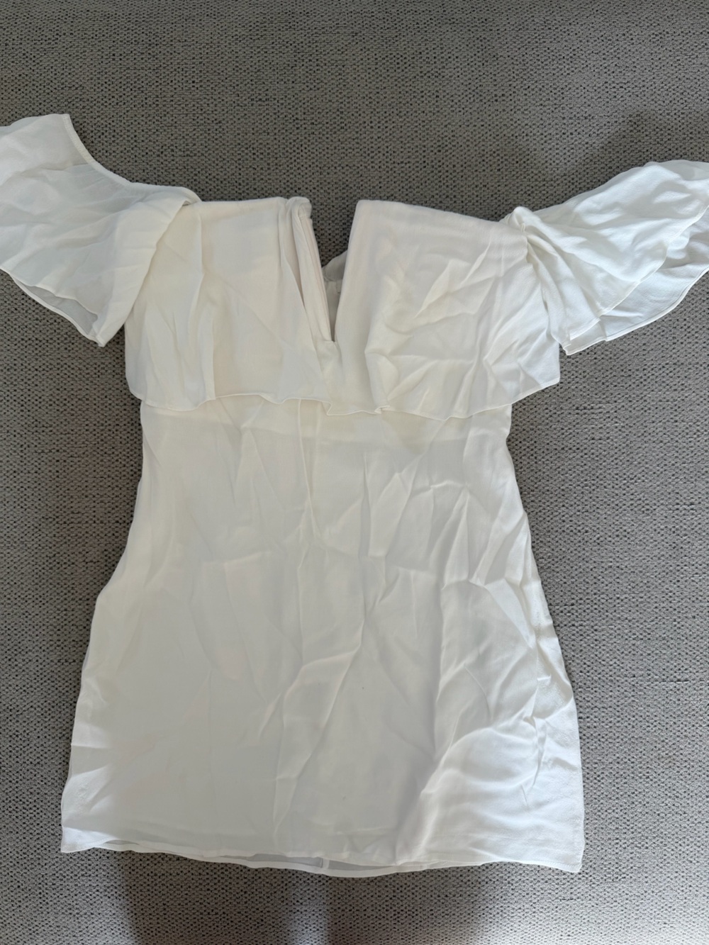Lovers + Friends Off-Shoulder White Ruffle Mini Dress